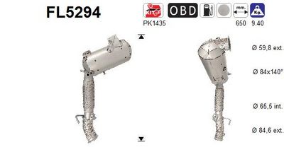 Filtr sadzy / filtr cząstek stałych, układ wydechowy AS FL5294