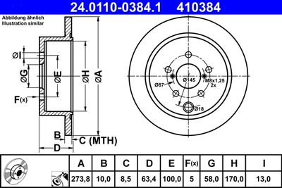 ATE 24.0110-0384.1 Тормозные диски  для SUBARU XV (Субару Xв)