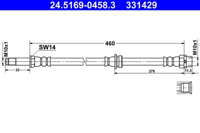 ATE 24.5169-0458.3 Тормозной шланг  для BMW 3 (Бмв 3)