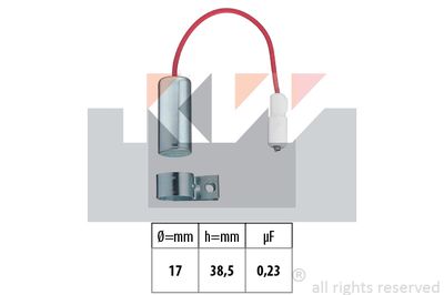 Конденсатор, система зажигания KW 615 039 для FIAT PANDA