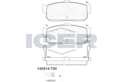 Комплект тормозных колодок, дисковый тормоз ICER 140914-700 для INFINITI G20