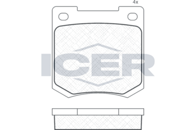 комплект спирачно феродо, дискови спирачки ICER 180044