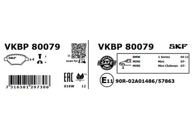 Brake Pad Set, disc brake VKBP 80079