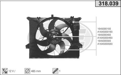 Вентилятор, охлаждение двигателя AHE 318.039 для MERCEDES-BENZ R-CLASS