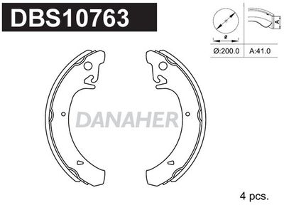 DANAHER DBS10763 Ремкомплект барабанных колодок  для MOSKVICH  (Мосkвич 2141)