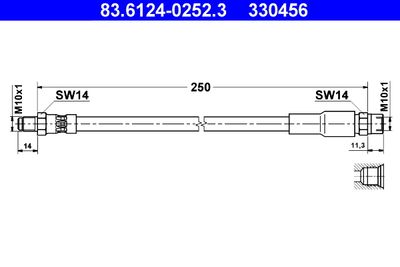 ATE 83.6124-0252.3 Тормозной шланг  для AUDI A8 (Ауди А8)