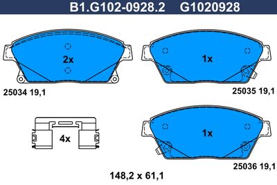 GALFER B1.G102-0928.2 Тормозные колодки и сигнализаторы  для CHEVROLET  (Шевроле Траx)