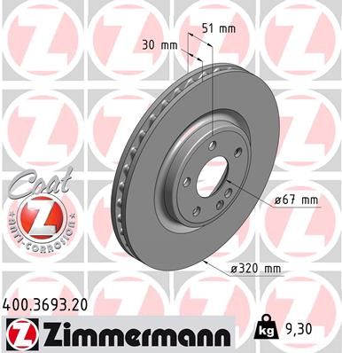 Тормозной диск ZIMMERMANN 400.3693.20 для INFINITI QX30