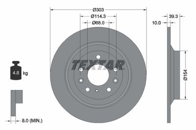 Тормозной диск TEXTAR 92324803 для MAZDA CX-30