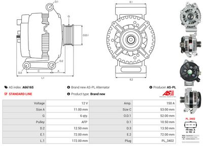 GENERATOR / ALTERNATOR AS-PL A6616S 4
