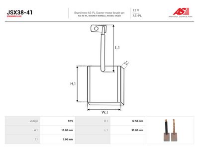 Kolborste, startmotor AS-PL JSX38-41