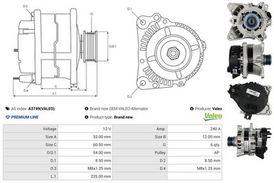 GENERATOR / ALTERNATOR AS-PL A3749VALEO 4