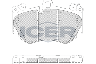 Комплект тормозных колодок, дисковый тормоз ICER 182349-208 для PORSCHE CAYENNE