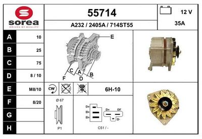 Генератор EAI 55714 для FORD CONSUL