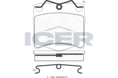 комплект спирачно феродо, дискови спирачки ICER
