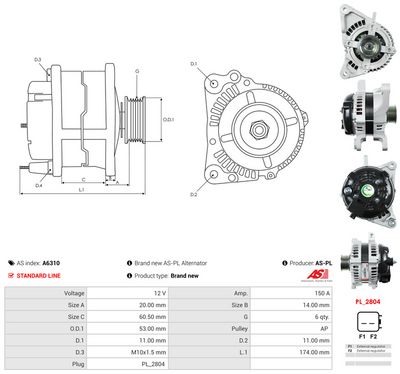 GENERATOR / ALTERNATOR AS-PL A6310 4