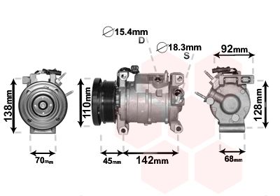 Компрессор, кондиционер VAN WEZEL 0700K128 для CHRYSLER GRAND VOYAGER