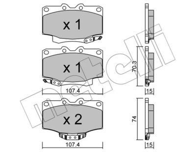 METELLI 22-0152-0 Тормозные колодки и сигнализаторы  для TOYOTA LAND CRUISER (_J7_) 2.4 (RJ70_, RJ73_, RJ70RV)