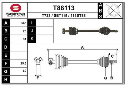 Приводной вал EAI T88113 для SEAT MARBELLA