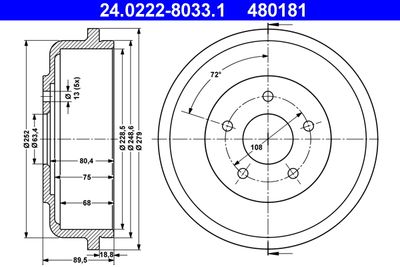 Brake Drum 24.0222-8033.1