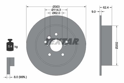 Тормозной диск TEXTAR 92144103 для LIFAN X60