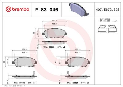 Комплект тормозных колодок, дисковый тормоз P 83 046