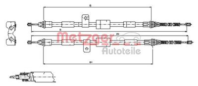 Тросик, cтояночный тормоз METZGER 11.5456 для FORD PUMA
