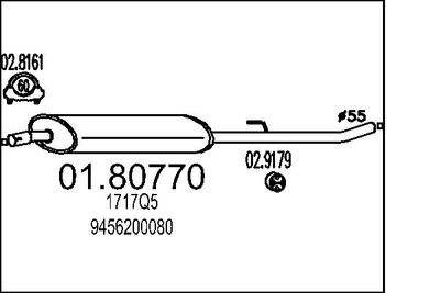 MTS 01.80770 Глушитель выхлопных газов  для PEUGEOT 806 (Пежо 806)