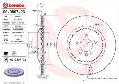 Bromsskiva BREMBO 09.D807.23