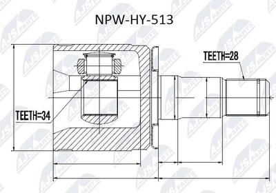 Шарнирный комплект, приводной вал NTY NPW-HY-513 для HYUNDAI H-1