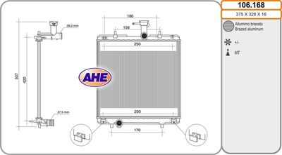 AHE 106.168 Крышка радиатора  для PEUGEOT  (Пежо 108)