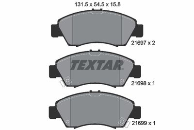 Комплект тормозных колодок, дисковый тормоз TEXTAR 2169701 для HONDA DOMANI