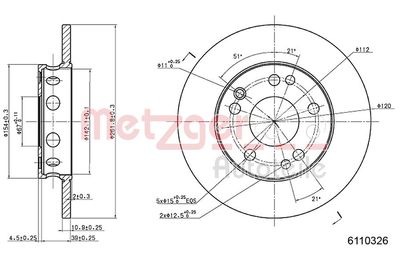 Tarcza hamulcowa METZGER AUTOTEILE 6110326