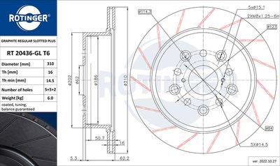 спирачен диск ROTINGER RT 20436-GL T6