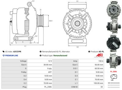 GENERATOR / ALTERNATOR AS-PL A3121PR 4