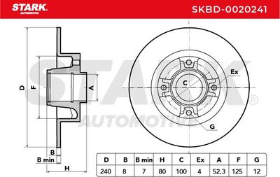 спирачен диск STARK SKBD-0020241