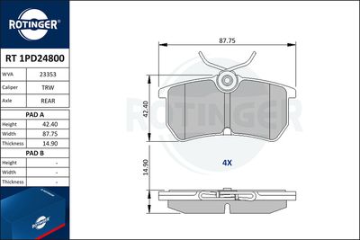 Brake pad set, disc brake