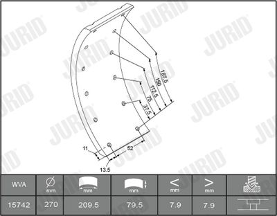 Комплект тормозных башмаков, барабанные тормоза JURID 1503005460 для MERCEDES-BENZ T2/LN1