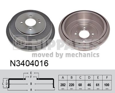 NIPPARTS N3404016 Тормозной барабан  для HONDA CIVIC VII Hatchback (EU, EP, EV) 1.4 iS (EP1)
