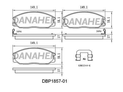 DANAHER DBP1857-01 Тормозные колодки и сигнализаторы  для HYUNDAI HIGHWAY (Хендай Хигхwа)