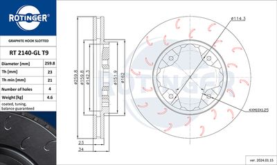 спирачен диск ROTINGER RT 2140-GL T9