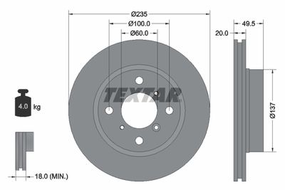 Тормозной диск TEXTAR 92093200 для SUZUKI BALENO