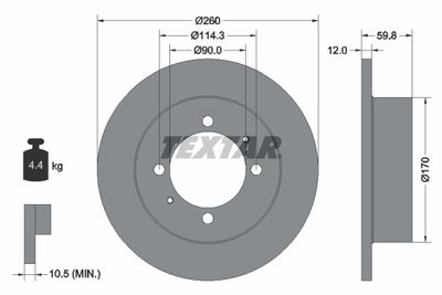 Тормозной диск TEXTAR 92169603 для HYUNDAI MARCIA