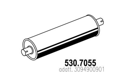 Средний / конечный глушитель ОГ ASSO 530.7055 для MERCEDES-BENZ T2/L