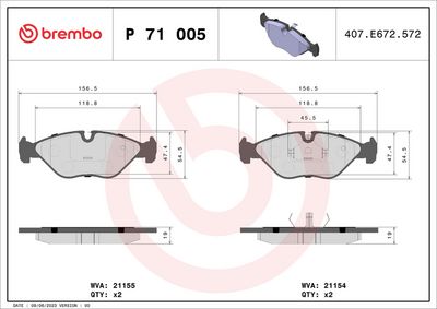 Комплект тормозных колодок, дисковый тормоз P 71 005