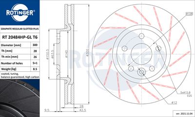 Tarcza hamulcowa ROTINGER RT 20484HP-GL T6