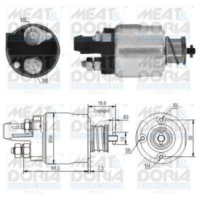 Тяговое реле, стартер MEAT & DORIA 46158 для VW FOX