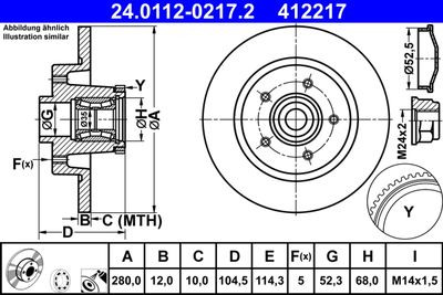Тормозной диск ATE 24.0112-0217.2 для OPEL VIVARO