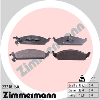 Комплект тормозных колодок, дисковый тормоз ZIMMERMANN 23318.160.1 для CHRYSLER STRATUS