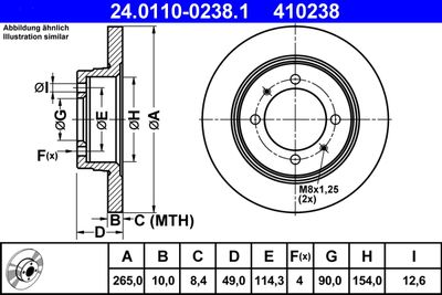 Тормозной диск ATE 24.0110-0238.1 для MITSUBISHI GALANT